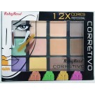 PALETA CORRETIVO CREME RUBY ROSE 12X CORES LIGHT PROFISSIONAL 25,2G